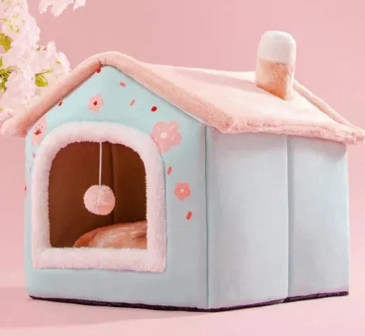 Foldable Dog House Pet Cat Bed Winter Dog Villa Sleep Kennel Removable Nest Warm Enclosed Cave Sofa Pets Supplies - Bellarte Enchanté Foldable Dog House Pet Cat Bed Winter Dog Villa Sleep Kennel Removable Nest Warm Enclosed Cave Sofa Pets Supplies